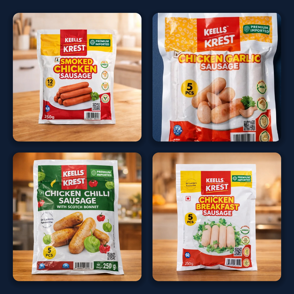 Keells Krest Smoked & Spicy Chicken Pack: Smoked, Chilli, Garlic & Breakfast (27 pcs)